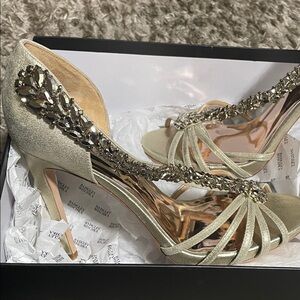 Badgley Mischka Glittering Gold Strappy Heels